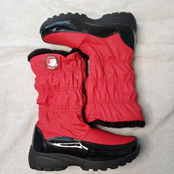 Canada Weather Gear Winnie Boots Women 6.5 Red Mid Calf Winter Faux Fur Cozycore - Picture 3 of 7